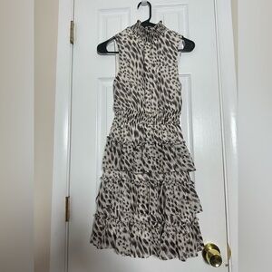 Express Brown and Cream Patterned Dress Size XXS